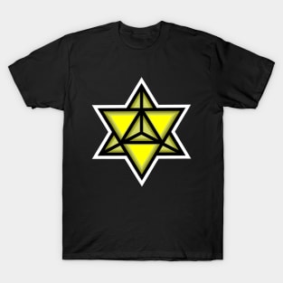 Merkaba Spiritual Symbol in Bright Yellow - Sacred Geometry - Solar Merkabah Shape - Merkaba T-Shirt